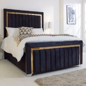 Eclipse Black Mirror Frame Bed Modern High Gloss Bed with Optional Memory Foam Mattress
