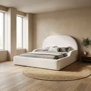 Rosy Cloud Kid Bed – Tall Buttoned Headboard with Optional Ottoman